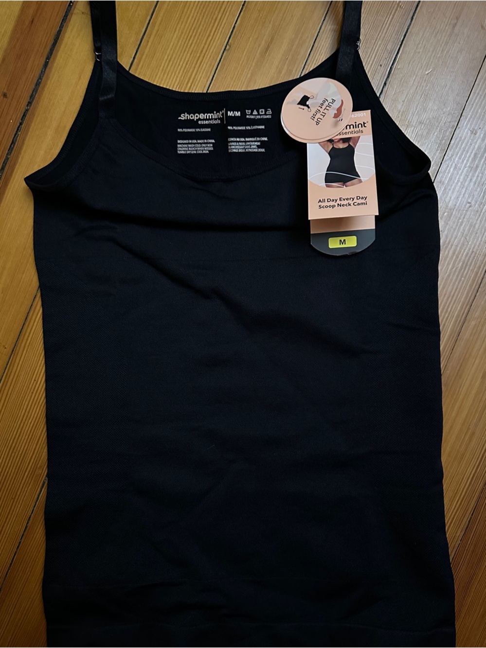 Shapermint Black Scoop Neck Cami Tank